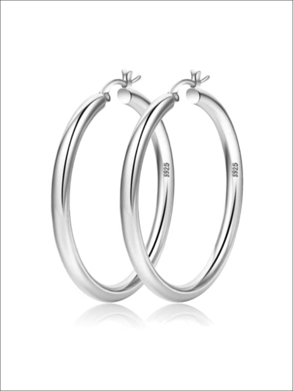 Chunky Hoop Earrings Sterling Silver Post Hypoallergenic Lightweight Women